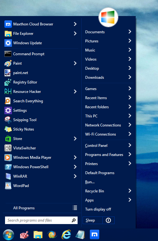 Start Menu Skinning