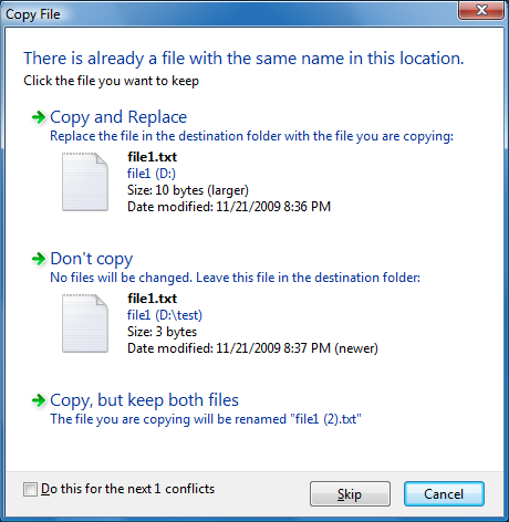 Copy in Windows 7