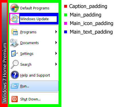 Padding settings